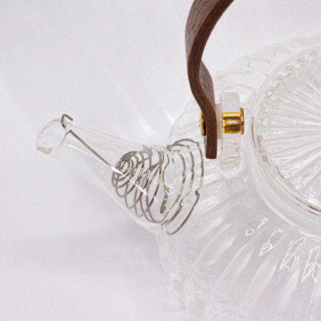 Théière à infuseur en verre - Perle transparente côtelée - 850 ml