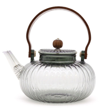 Théière à infuseur en verre - Perle côtelée anthracite - 950 ml