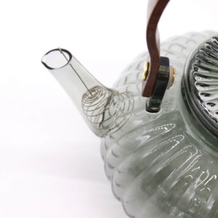 Théière à infuseur en verre - Perle côtelée anthracite - 950 ml