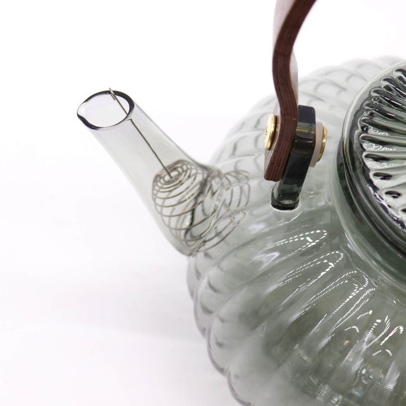 Théière à infuseur en verre - Perle côtelée anthracite - 950 ml