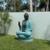 Grand Bouddha enseignant sur lotus en turquoise et pierre - 2 m