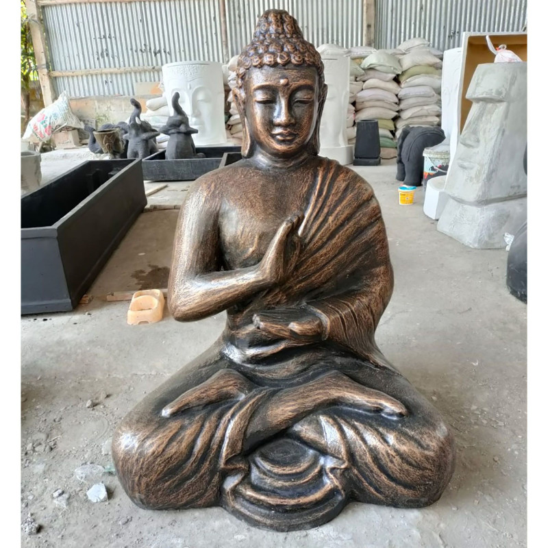 Grand Bouddha antique en or méditant dans un stupa - 1,5 m