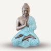 Statue de Bouddha en prière turquoise et or de taille moyenne, 1,2 m de haut