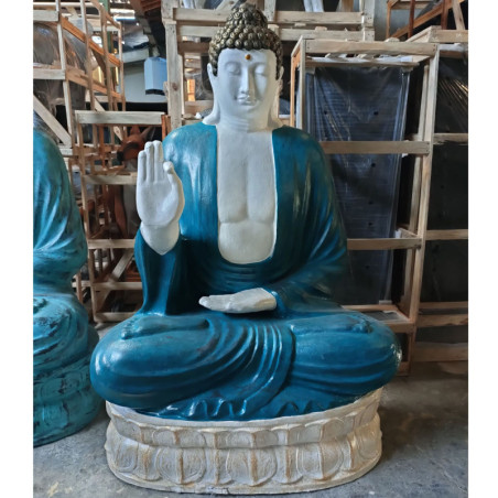 Grand Bouddha thaïlandais en turquoise et pierre - 0,96 m
