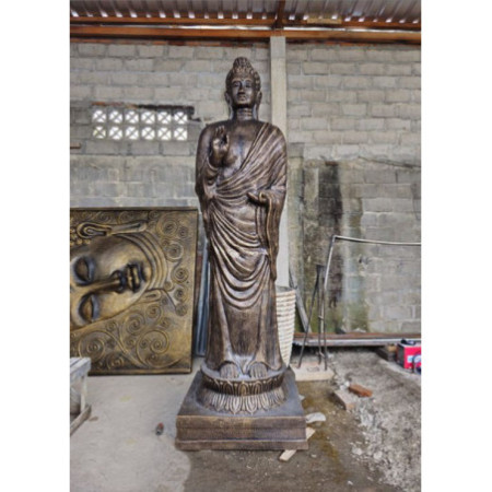 Grande statue de Bouddha debout en or antique - 3 m de haut