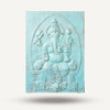 Grand cadre en fer Ganpati en relief turquoise - 0,7 x 1 m