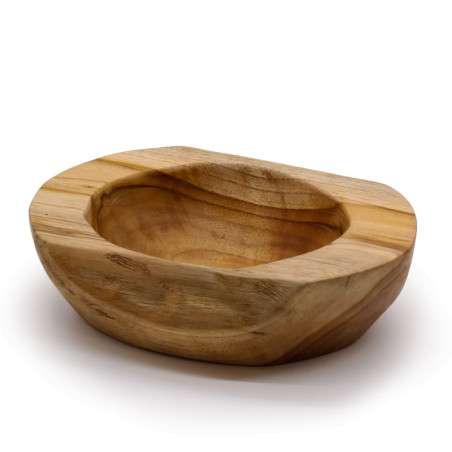 Grand bol en teck de forme naturelle - 25 x 7 cm