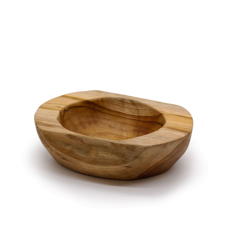 Grand bol en teck de forme naturelle - 25 x 7 cm