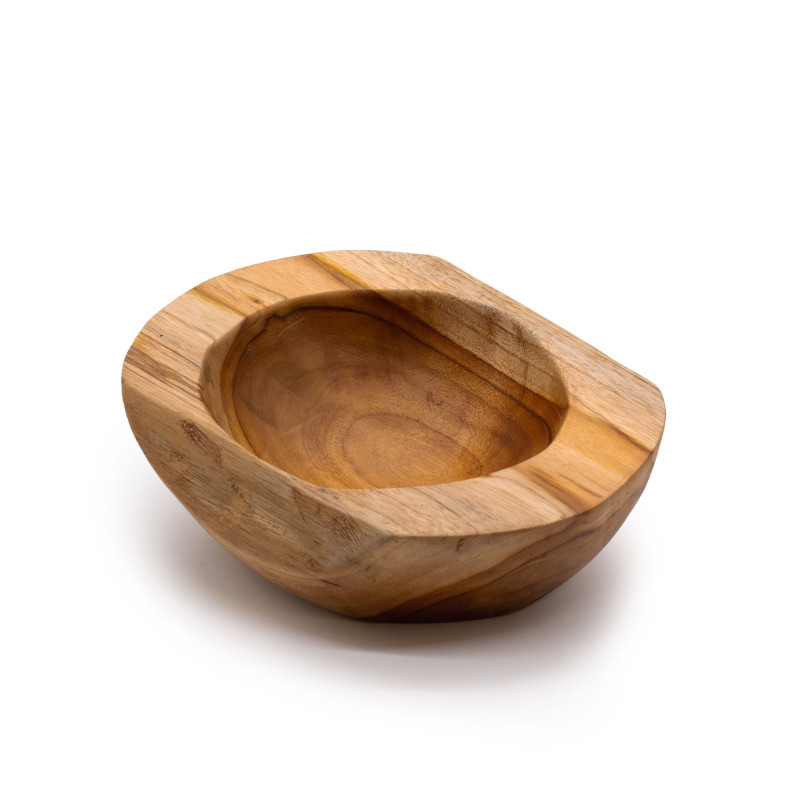 Bol en teck de forme moyenne, forme naturelle - 20 x 7 cm