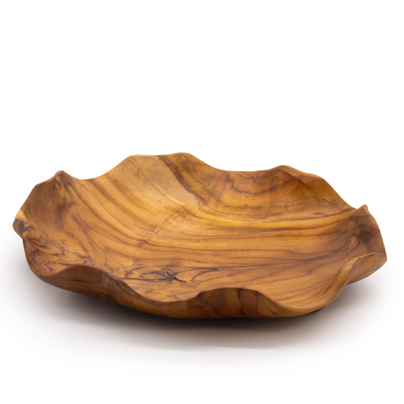 Coupe à fruits ronde et lisse en teck - 28 x 5,5 cm