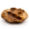 Corbeille à fruits ronde et lisse en teck, trois sections - 30 x 5,5 cm