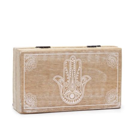 Boîte carrée moyenne 17 x 10 x 4,2 cm - Blanchiment Hamsa