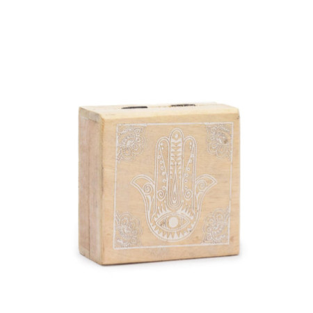 Petite boîte carrée 10 x 10 x 4,2 cm - Blanchiment Hamsa