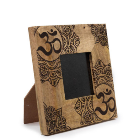 Petit cadre photo en bois de manguier (pour 10x15cm) 20x20x2cm - Mandala - Noir