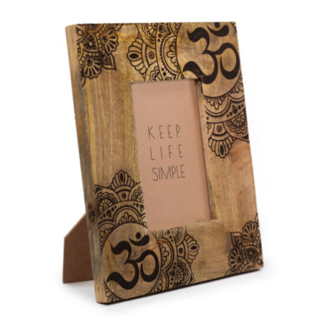 Cadre photo en bois de manguier Med (pour 10x15cm) 26x20x2cm - Mandala - Noir
