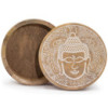 Grande boîte ronde 17,5 x 7,5 cm - Visage de Bouddha blanchi à la chaux