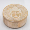 Grande boîte ronde 17,5 x 7,5 cm - Visage de Bouddha blanchi à la chaux