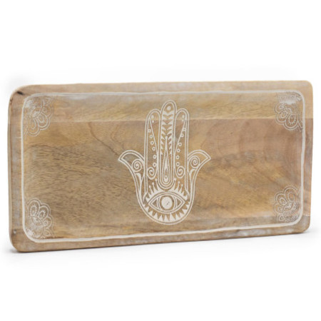 Plateau long 30 x 15 x 2,5 cm - Design Hamsa Blanchi