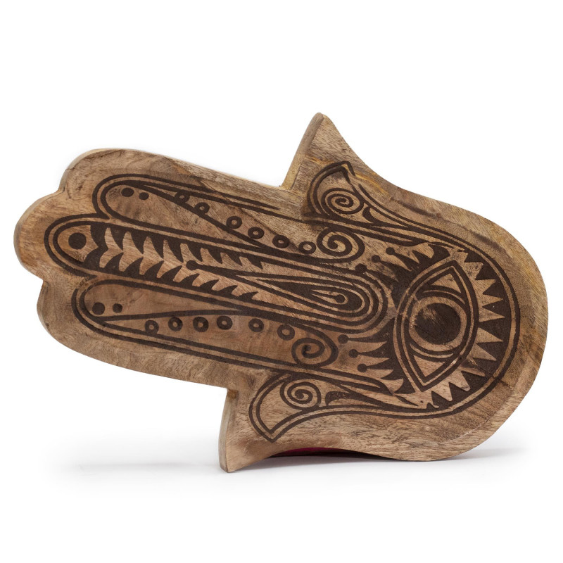 Plateau long 30 x 20,5 x 2,5 cm - Hamsa noir gravé