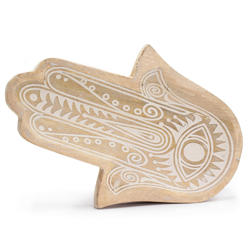 Plateau long 30 x 20,5 x 2,5 cm - Blanchiment Hamsa