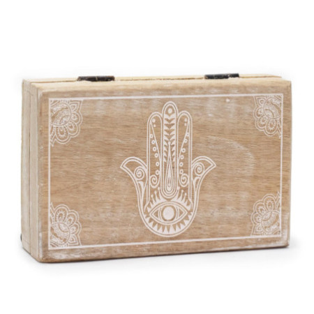 Grande boîte rectangulaire 21,5 x 14 x 6,3 cm - Blanchiment Hamsa