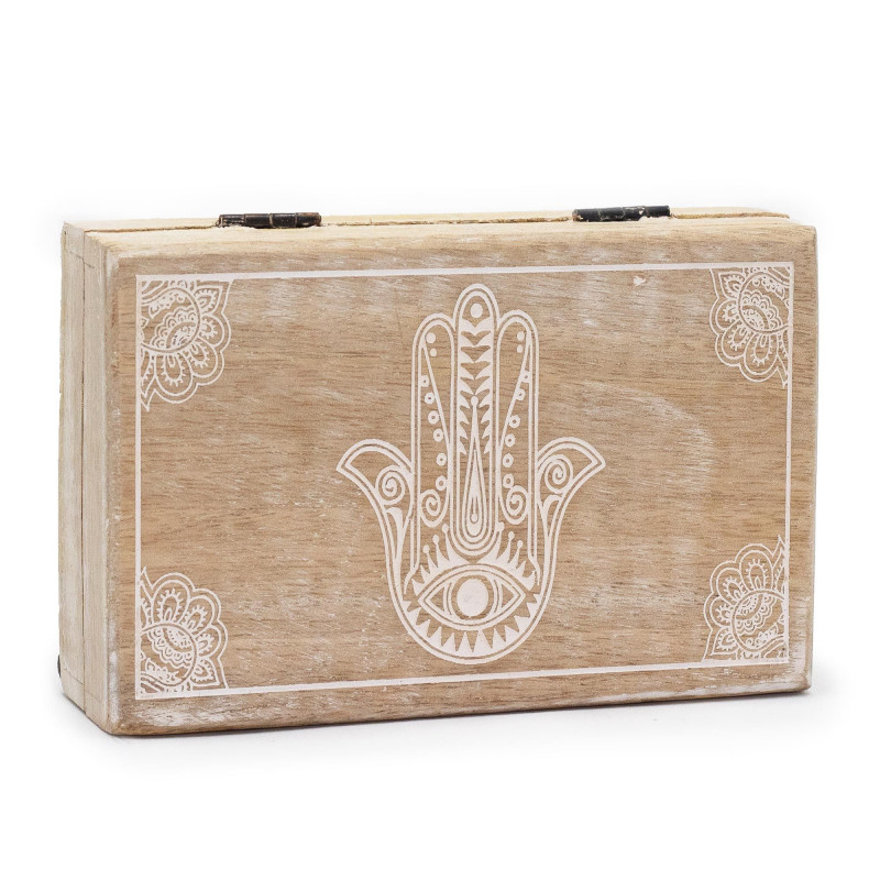 Grande boîte rectangulaire 21,5 x 14 x 6,3 cm - Blanchiment Hamsa