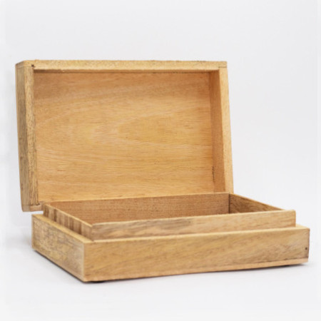 Grande boîte rectangulaire 21,5 x 14 x 6,3 cm - Visage de Bouddha blanchi à la chaux