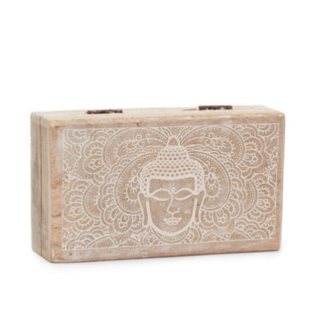 Boîte carrée moyenne 17 x 10 x 4,2 cm - Blanchiment visage de Bouddha