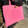 Grand sac réversible en jute et coton - Rose