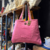 Grand sac réversible en jute et coton - Rose
