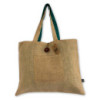 Grand sac réversible en jute et coton - Bleu sarcelle