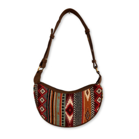 Sac hobo Jacquard - Rich Browns (bandoulière marron)
