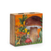 Boîte carrée moyenne 13,5 x 13,5 x 6 cm - Motif champignon marron