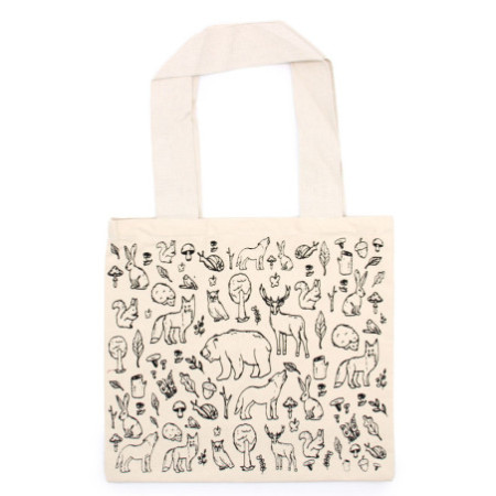 Grand sac de courses en coton - 38 x 42 cm - Forest Life - 283 g