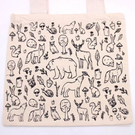 Grand sac de courses en coton - 38 x 42 cm - Forest Life - 283 g