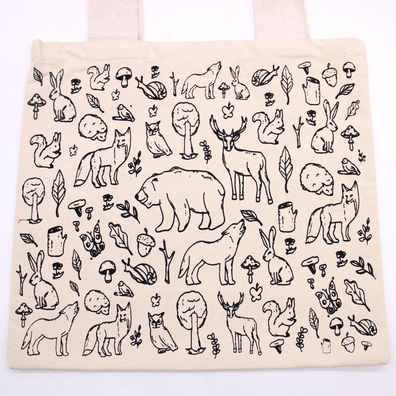 Grand sac de courses en coton - 38 x 42 cm - Forest Life - 283 g