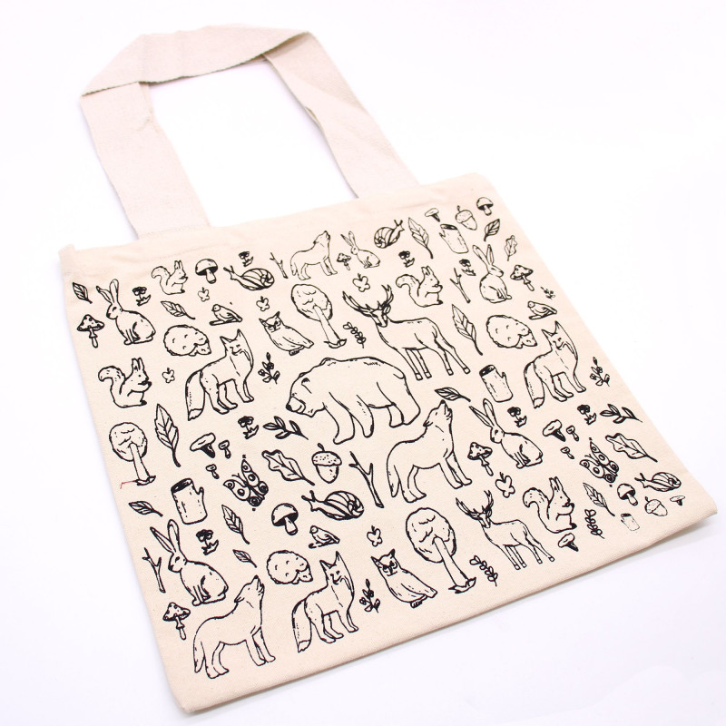 Grand sac de courses en coton - 38 x 42 cm - Forest Life - 283 g