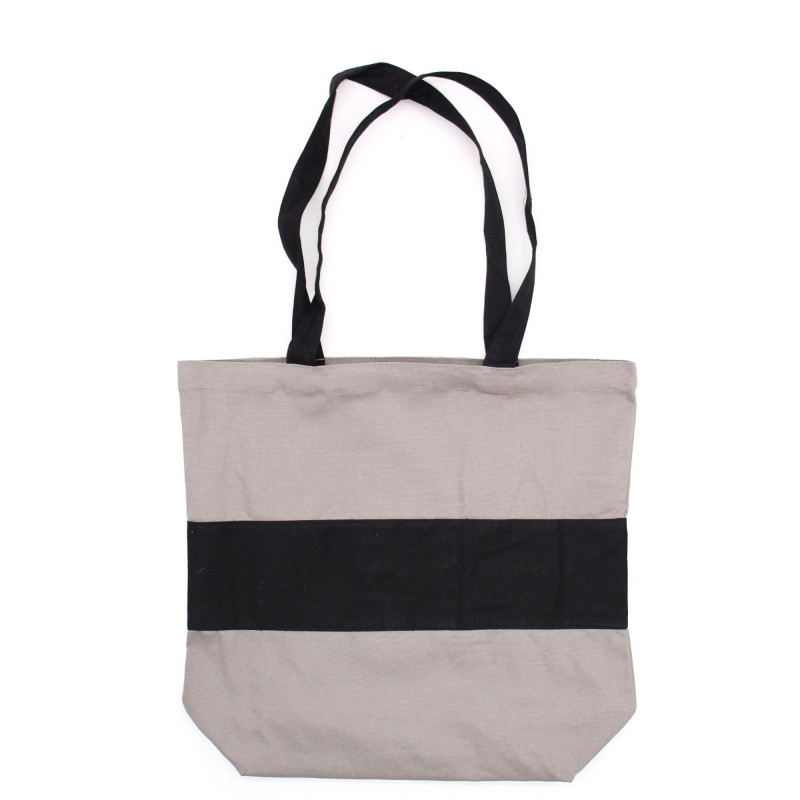 Sac en coton bicolore - 38 x 42 x 12 cm - Gris et noir - 283 g