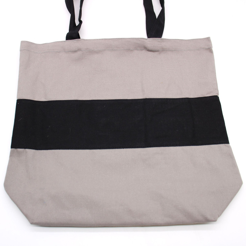 Sac en coton bicolore - 38 x 42 x 12 cm - Gris et noir - 283 g