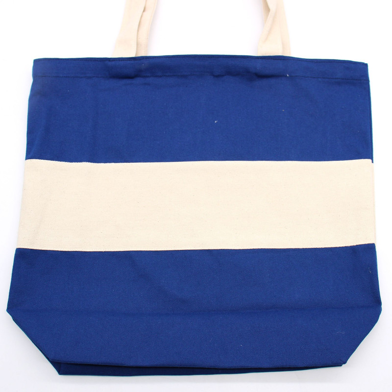 Sac en coton bicolore - 38 x 42 x 12 cm - Bleu et naturel - 283 g