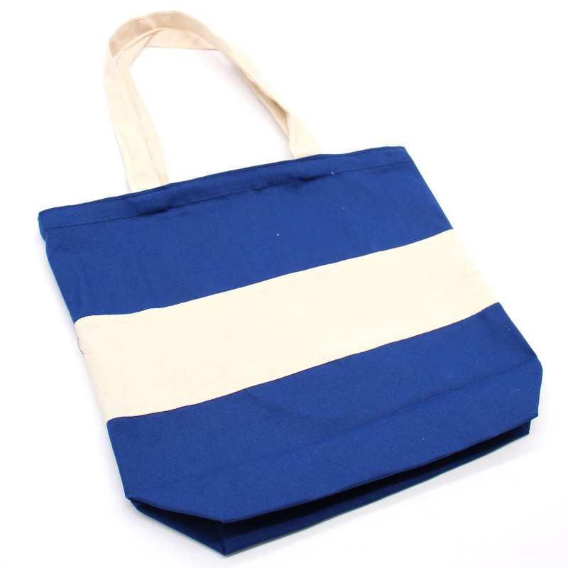 Sac en coton bicolore - 38 x 42 x 12 cm - Bleu et naturel - 283 g