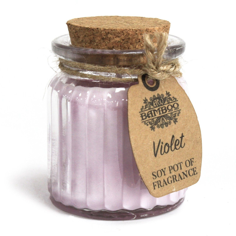 Bougies parfumées au soja violet en pot