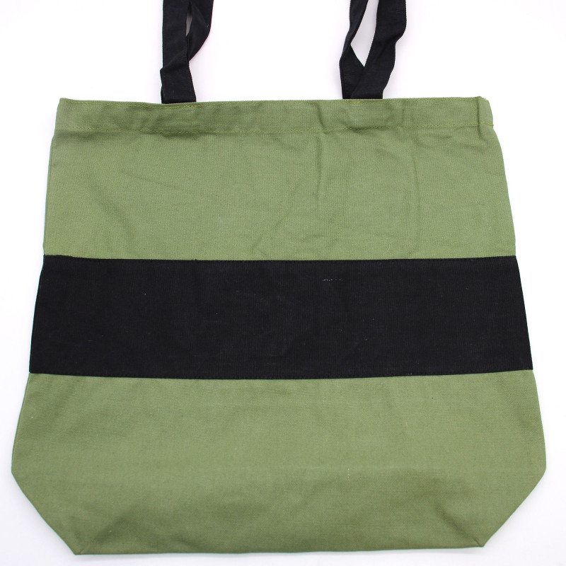 Sac en coton bicolore - 38 x 42 x 12 cm - Vert et noir - 283 g