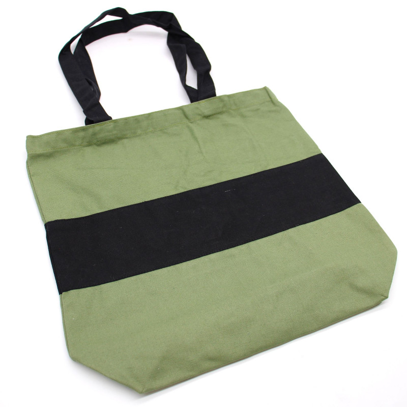 Sac en coton bicolore - 38 x 42 x 12 cm - Vert et noir - 283 g