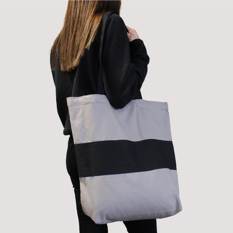 Sac en coton bicolore - 38 x 42 x 12 cm - Vert et noir - 283 g