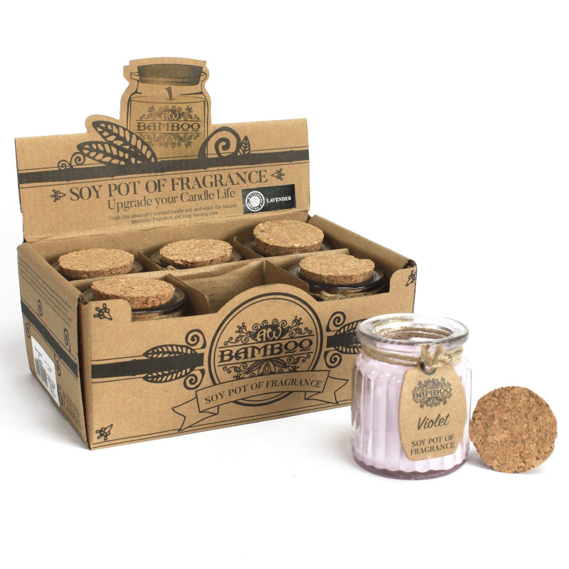 Bougies parfumées au soja violet en pot