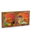 Plateau à bibelots double 20 x 10 x 2,5 cm - Motif champignon marron