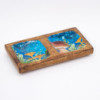 Plateau à bibelots double 20 x 10 x 2,5 cm - Motif champignon bleu sarcelle
