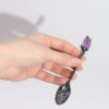 Ensemble de 7 cuillères de sorcière en cristal de pierres précieuses en argent foncé