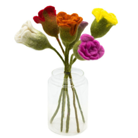 6x Fleurs en feutre - Roses (couleurs assorties)